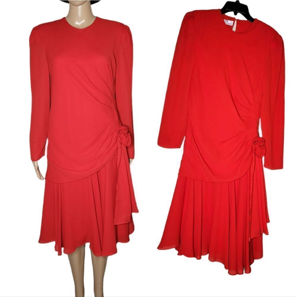 Vintage Rene Arpell beautiful Red Drop Waist Party Dress.
